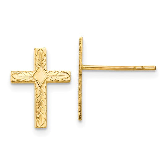 14k Cross Earrings