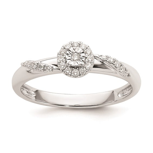 14k White Diamond Promise Ring