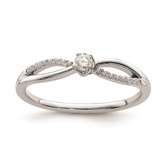 14k White Diamond Promise Ring