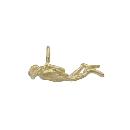 14k Yellow Gold Scuba Diver Charm Pendant