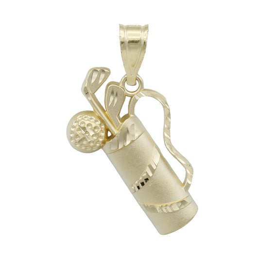 14k Yellow Gold Golf Bag & Clubs Charm