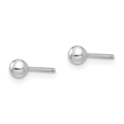 14k White Gold Polished Ball Post Earrings - 3.00 mm