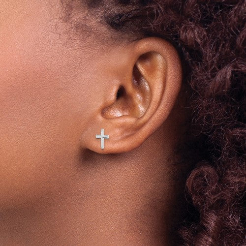 14k White Cross Earrings