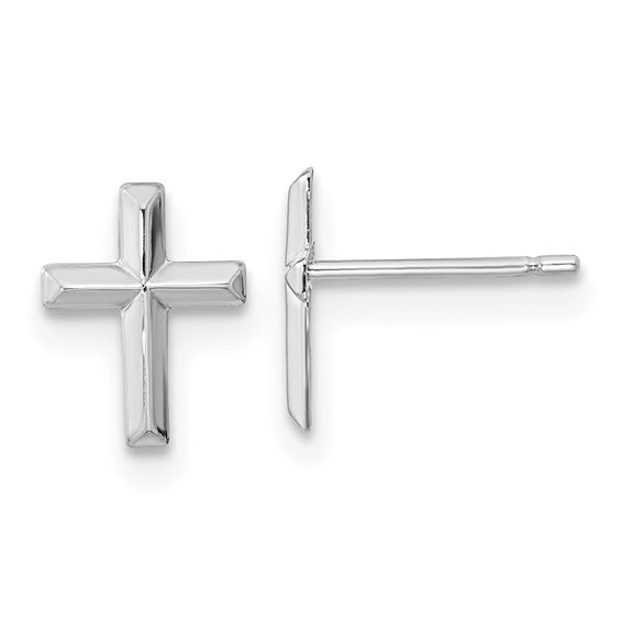 14k White Cross Earrings