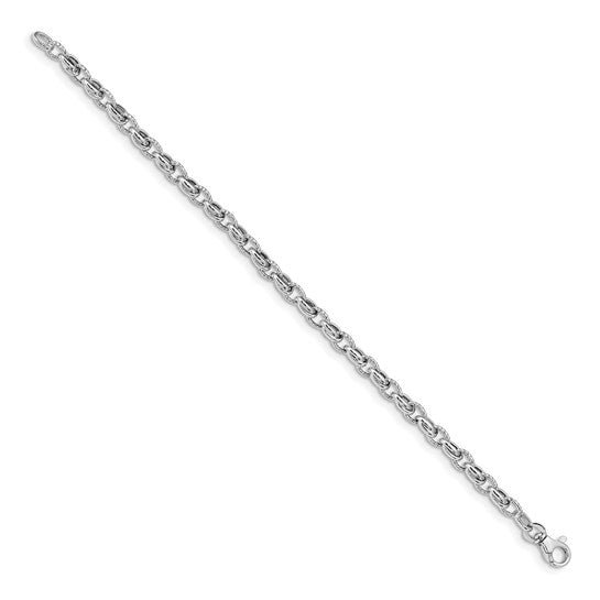 14k White Polished Fancy Link Bracelet