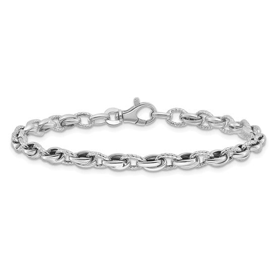 14k White Polished Fancy Link Bracelet