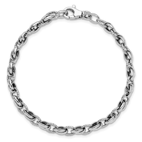 14k White Polished Fancy Link Bracelet