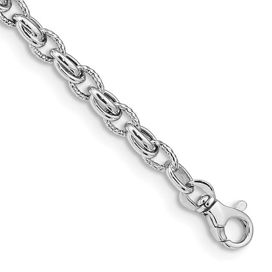 14k White Polished Fancy Link Bracelet