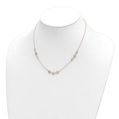 14k Two-Tone Flower Necklace