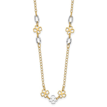 14k Two-Tone Flower Necklace