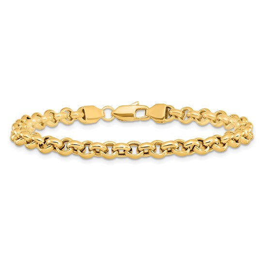 14k Yellow Gold Fancy Rolo Link Bracelet - 5mm
