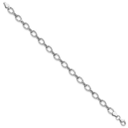 14k White Gold Diamond-Cut Polished Fancy Link Bracelet