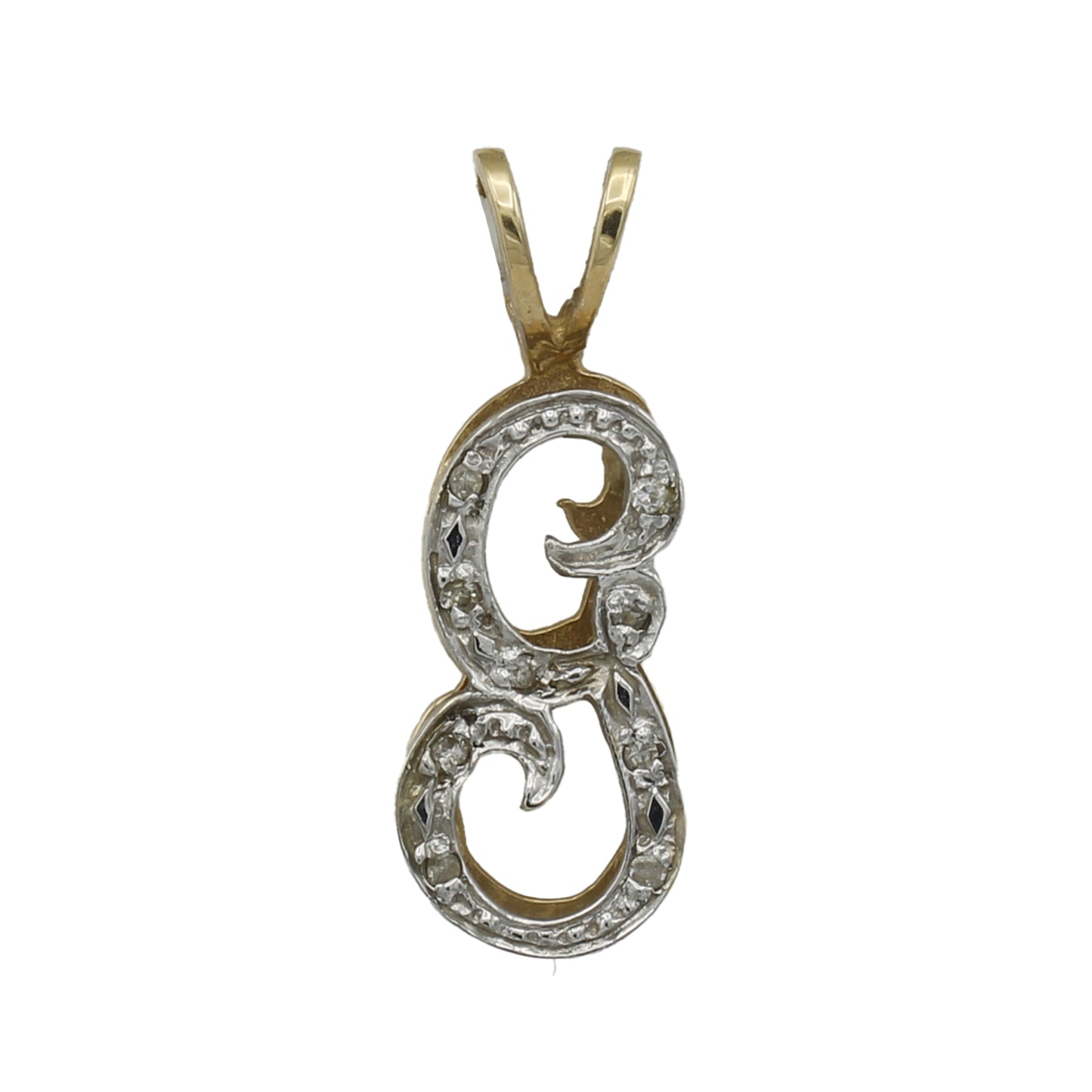 14k Yellow Gold Small Double-Plated Diamond Initial "G" Charm Pendant