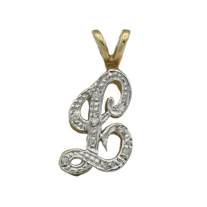 14k Yellow Gold Small Double-Plated Diamond Initial "L" Charm Pendant