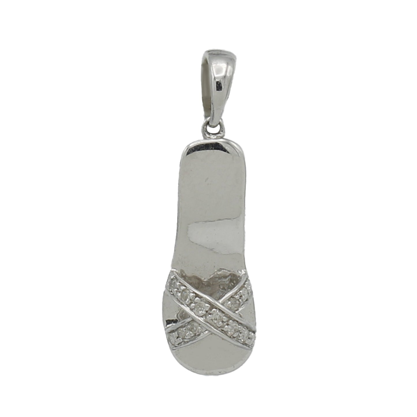 14k White Gold Women's Diamond Heeled Shoes Charm Pendant