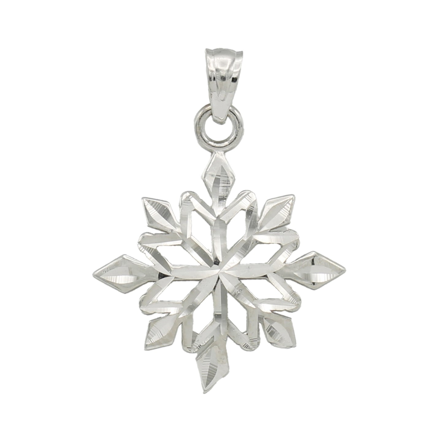 14k White Gold Snowflake Charm Pendant