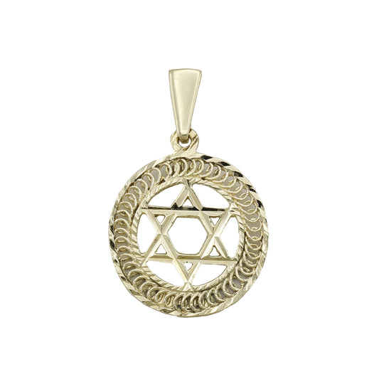 14k Yellow Gold Star of David w/ Filigree Frame Charm