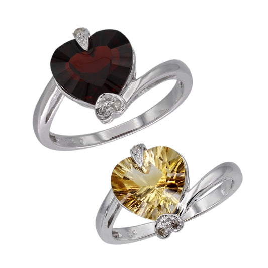 14k White Gold Diamond & Heart Shaped Ring