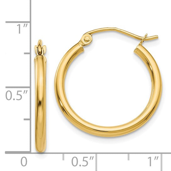 14k Classic Polished 2.00 mm Hoop Earrings - 20 mm