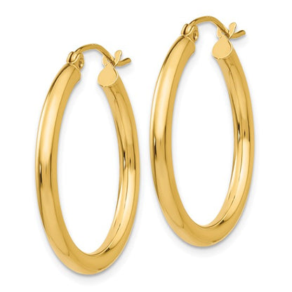 14k Classic Polished 2.50 mm Hoop Earrings - 25 mm