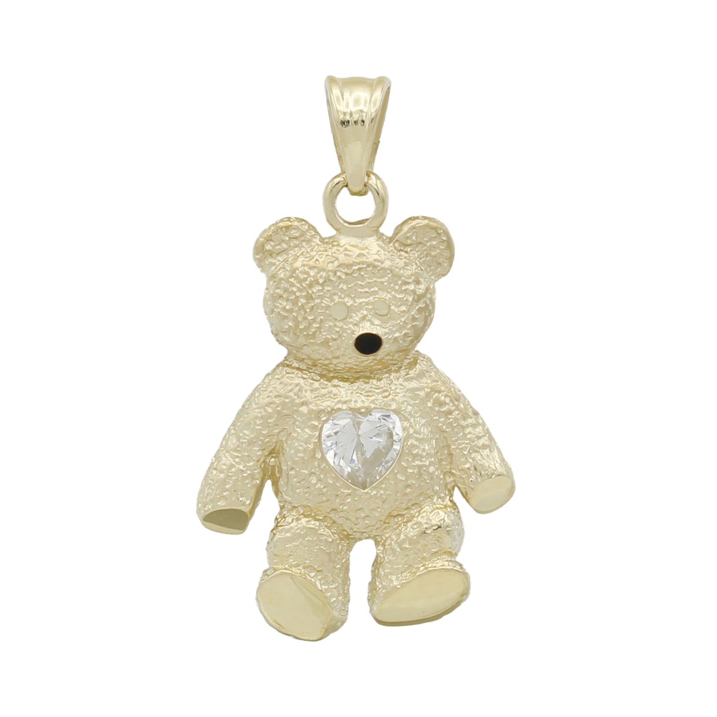 14k Yellow Gold CZ Teddy Bear Charm Pendant