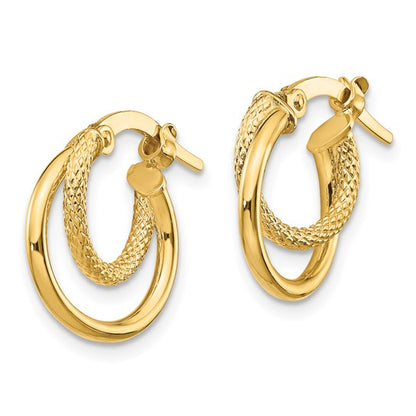 14k Gold Polished Diamond-Cut Hoop Earrings