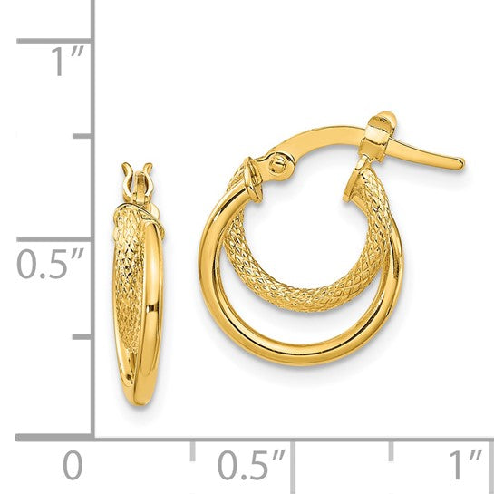 14k Gold Polished Diamond-Cut Hoop Earrings