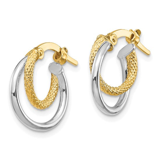 14k Gold Polished Diamond-Cut Hoop Earrings