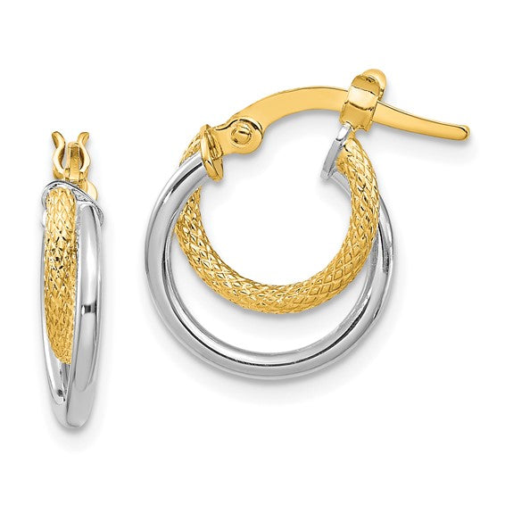 14k Gold Polished Diamond-Cut Hoop Earrings