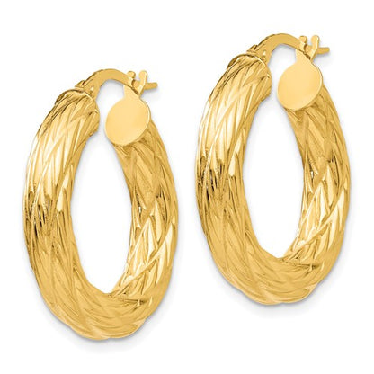 14k Textured Hoop Earrings 28 mm