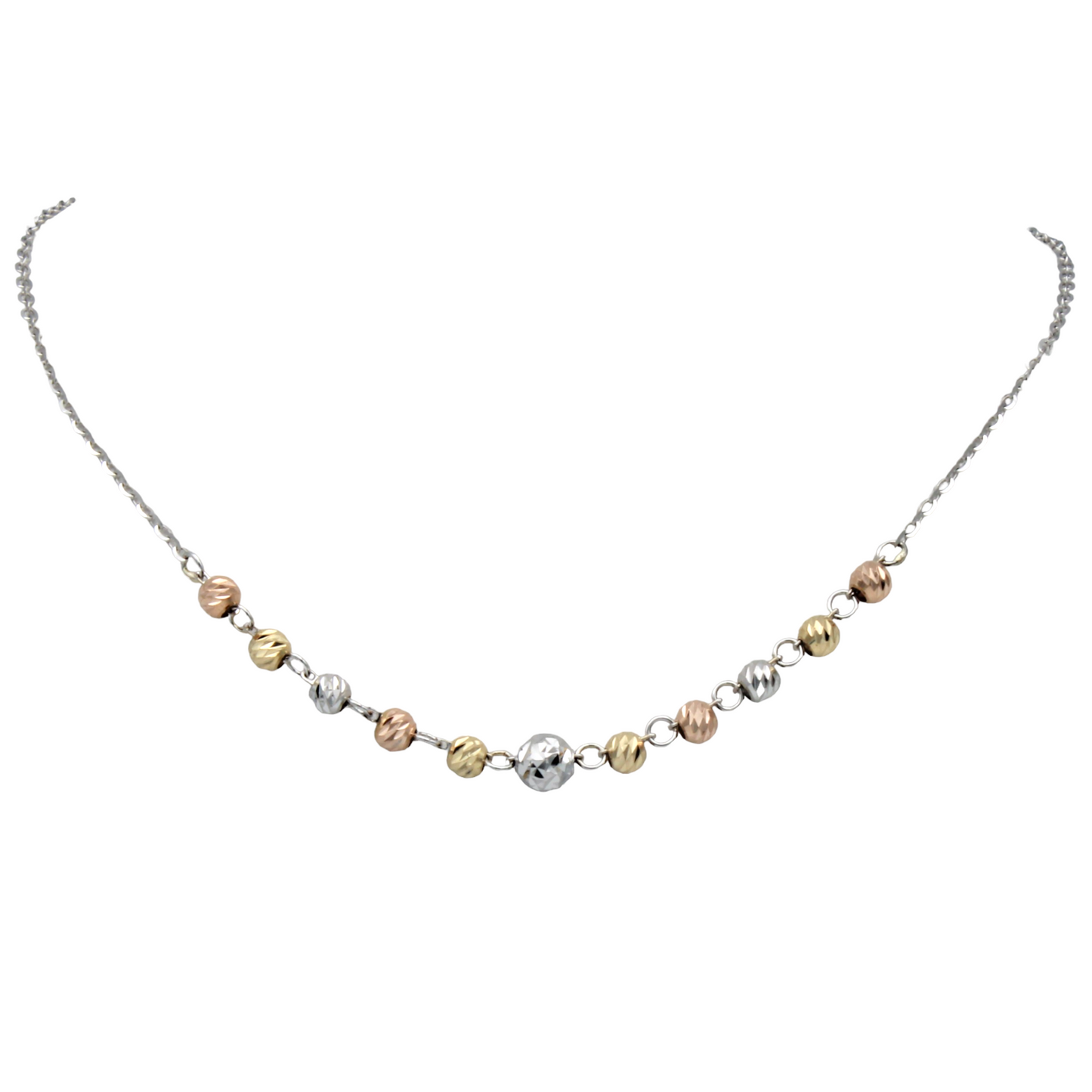 14k Tri-Color D/C Ball Cable Link Anklet