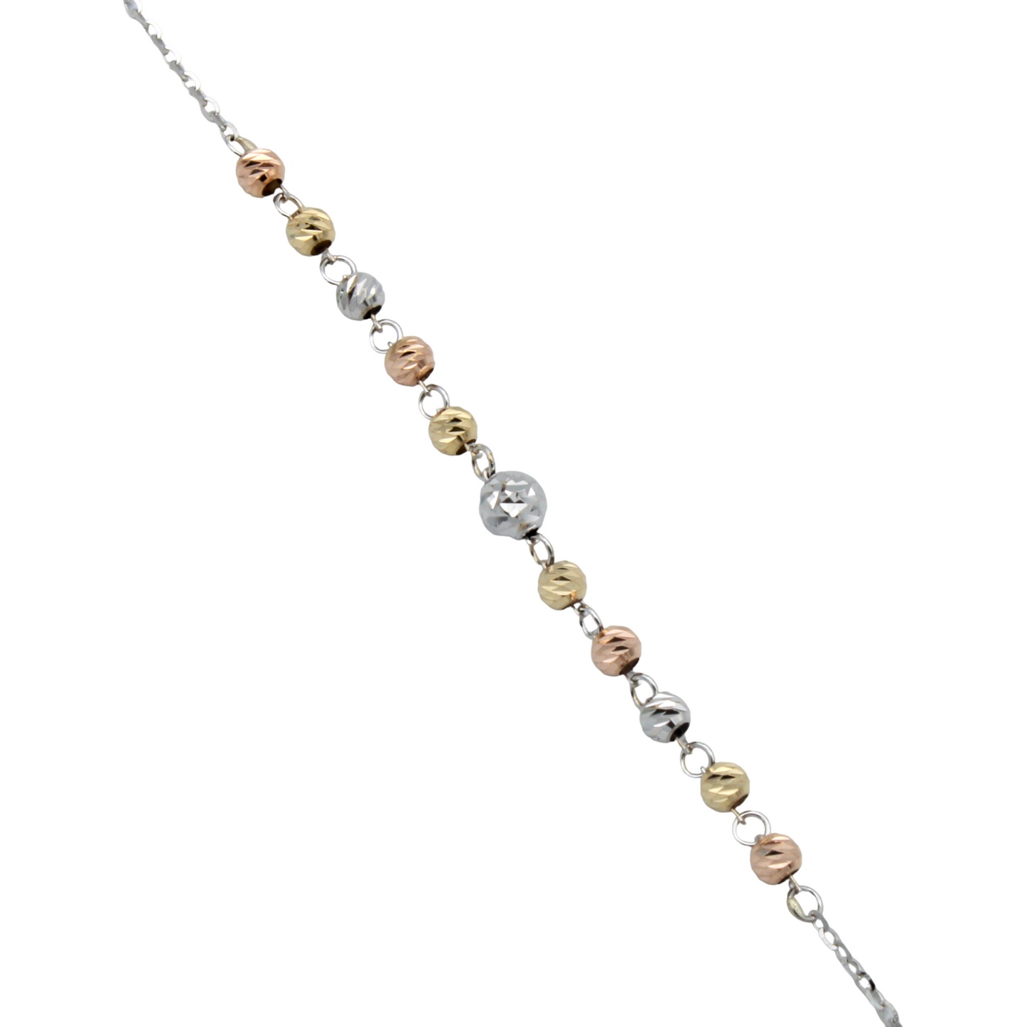 14k Tri-Color D/C Ball Cable Link Anklet