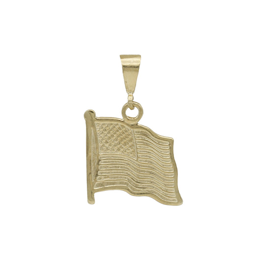 14k Yellow Gold USA Flag Charm Pendant