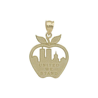 14k Yellow Gold Big Apple NYC United We Stand Charm Pendant