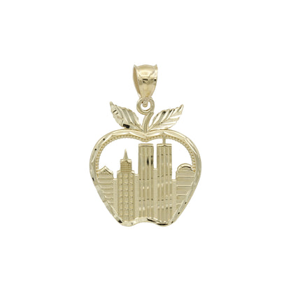 14k Yellow Gold Big Apple NYC United We Stand Charm Pendant