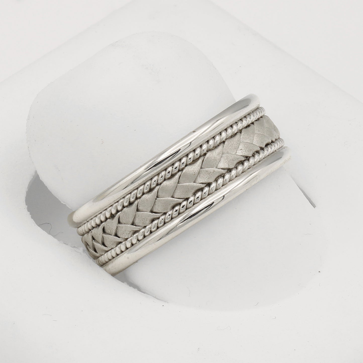 14k White Gold Braided Wedding Bands