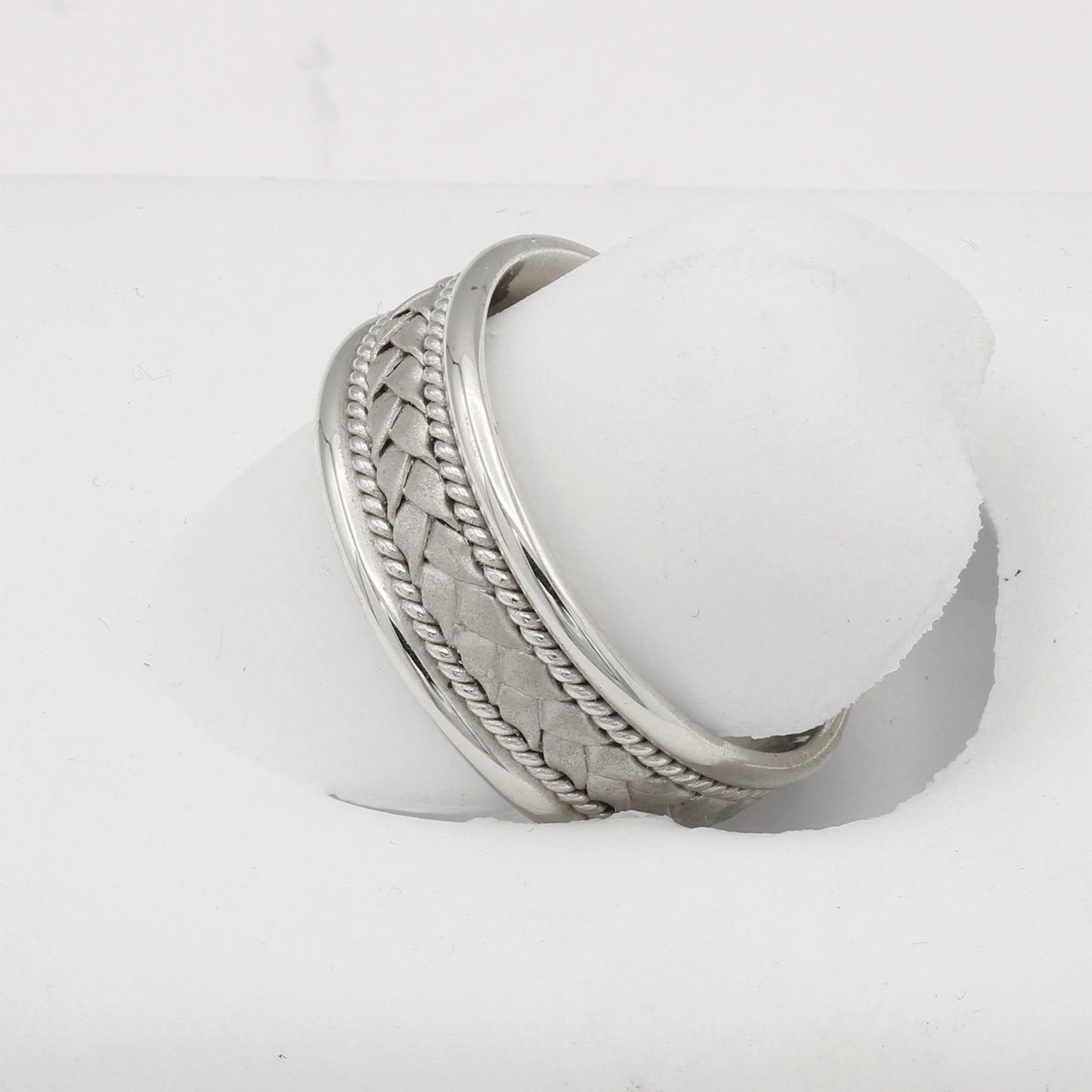 14k White Gold Braided Wedding Bands