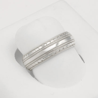 14k White Gold Polished & Diamond-Cut Beveled Wedding Bands