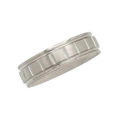 14k White Gold Polished / Brushed Grooved Wedding Bands