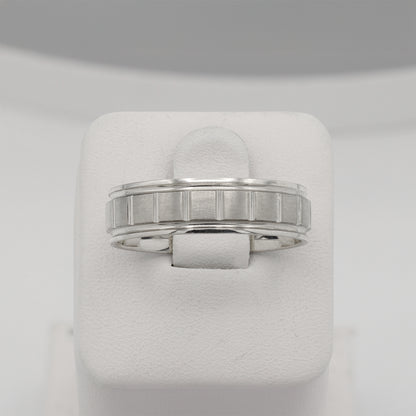 14k White Gold Polished / Brushed Grooved Wedding Bands