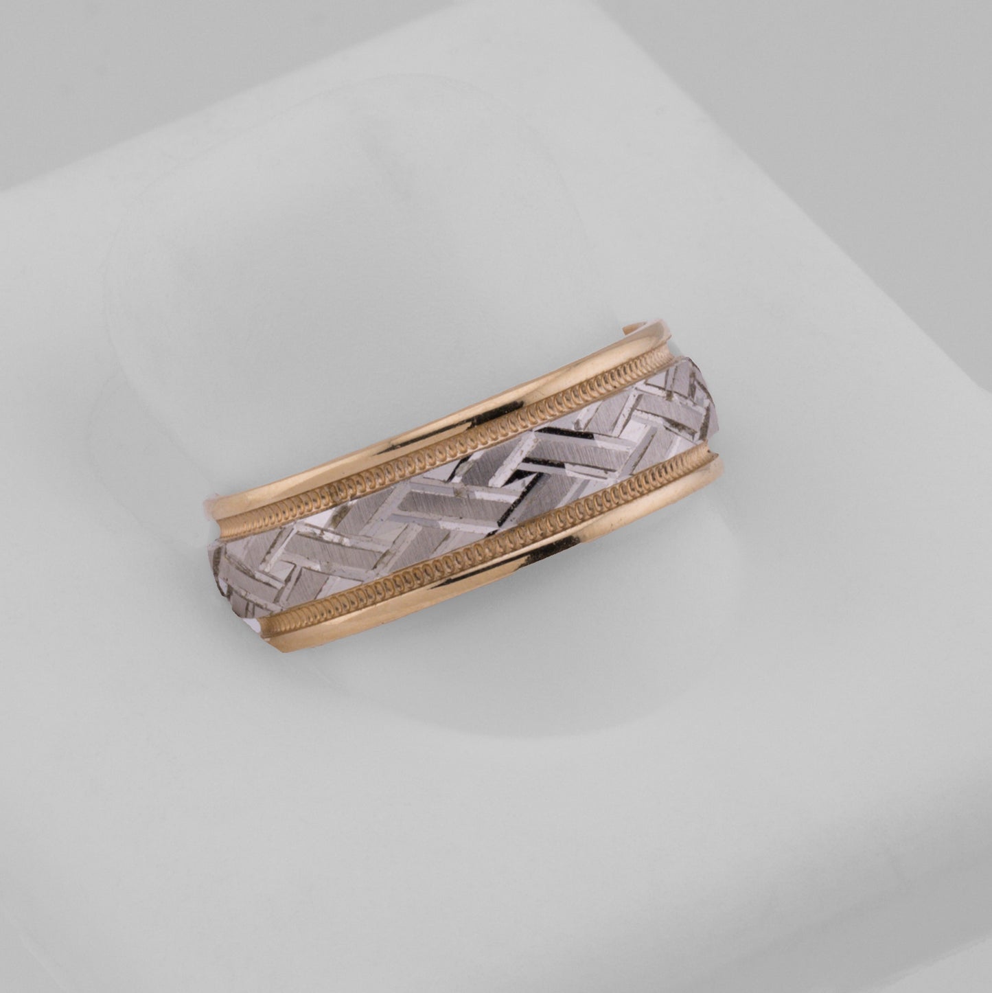 14k Two-Tone Gold Diamond-Cut Wedding Band