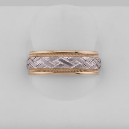 14k Two-Tone Gold Diamond-Cut Wedding Band