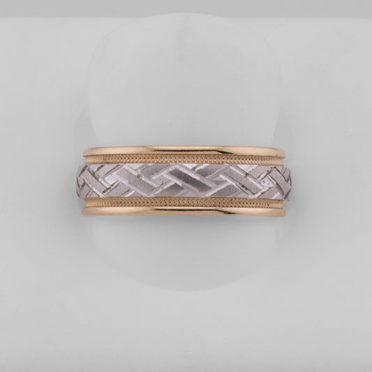 14k Two-Tone Gold Diamond-Cut Wedding Band