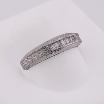 Platinum Diamond-Cut Baguette Diamond Wedding Band