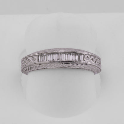 Platinum Diamond-Cut Baguette Diamond Wedding Band