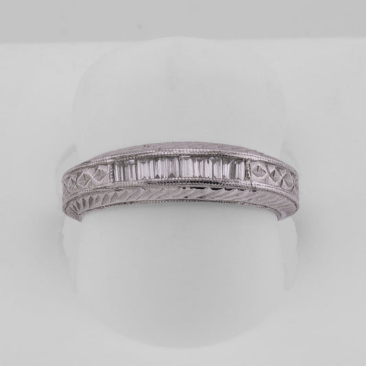 Platinum Diamond-Cut Baguette Diamond Wedding Band