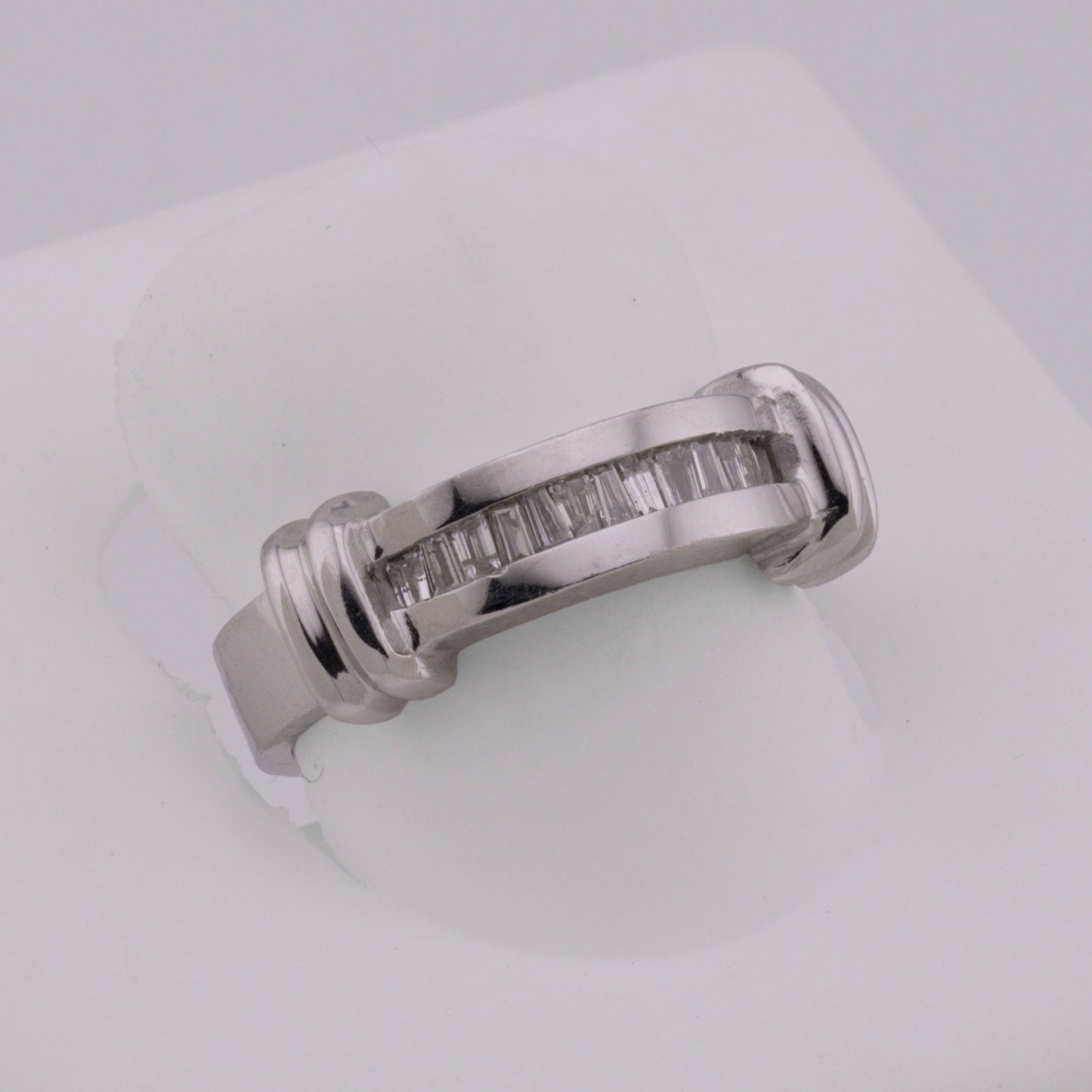 14k White Gold Channel-Set Baguette Diamond Wedding Band
