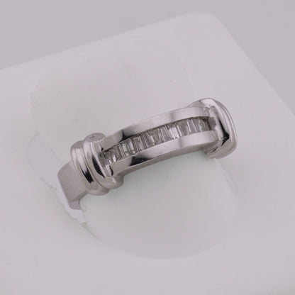 14k White Gold Channel-Set Baguette Diamond Wedding Band
