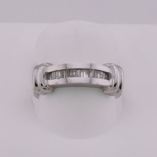 14k White Gold Channel-Set Baguette Diamond Wedding Band