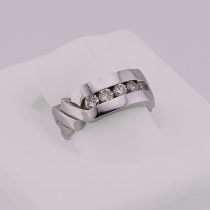 14k White Gold Channel-Set Diamond Wedding Band